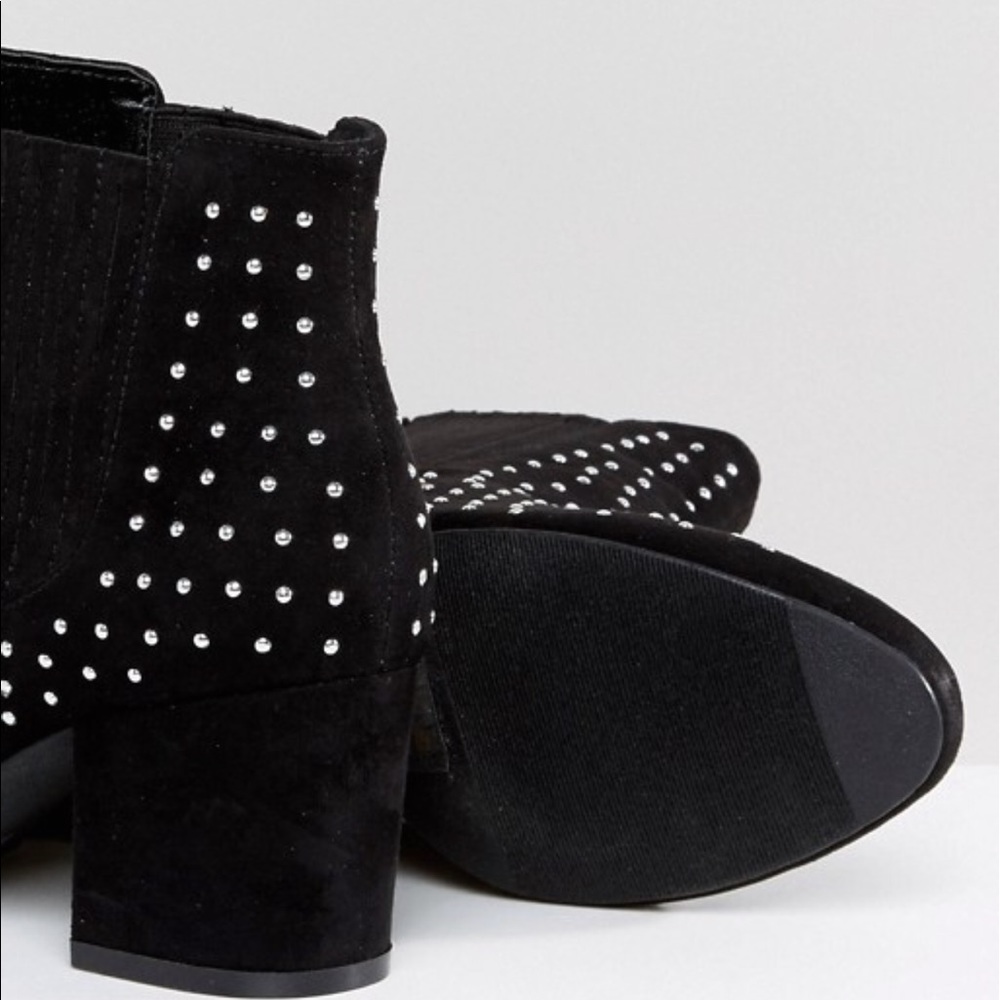 Black Studded Kitten Block Heel Ankle Booties - Picture 8 of 8